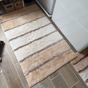 Elegant Cream and Tan Bath Rugs